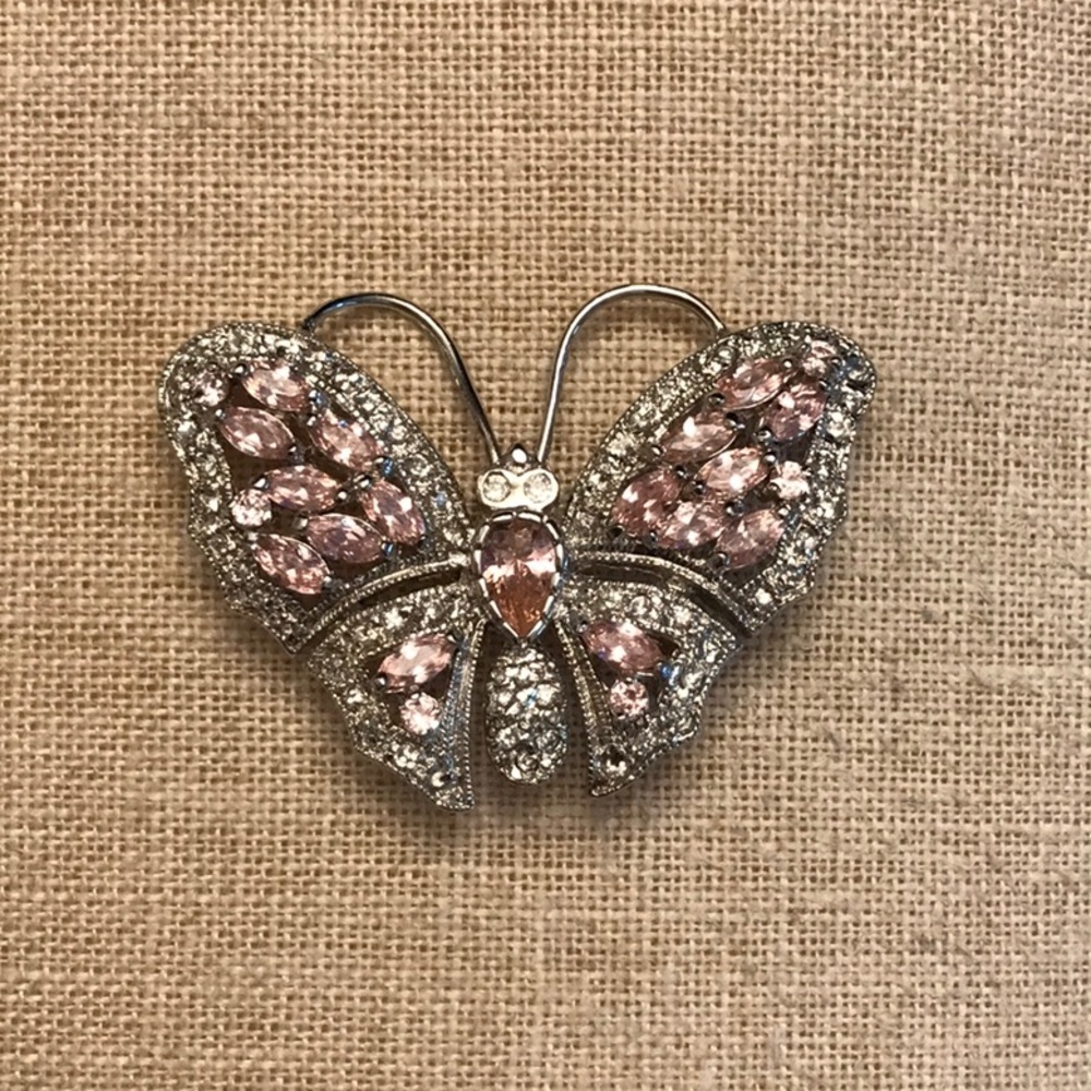 Pink & Diamond Crystal Butterfly Pin